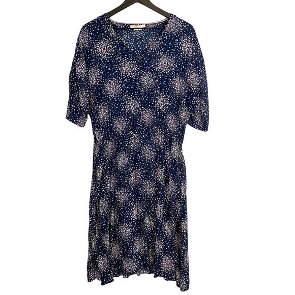 Boden Blue Floral VNeck Viscose Dress w Pockets - 12L 12 Long - Picture 1 of 10